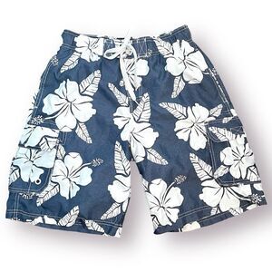 Op Men’s Hawaiian Board Shorts Cargo Waist Swim Shorts Drawstring Waist 28-30 S